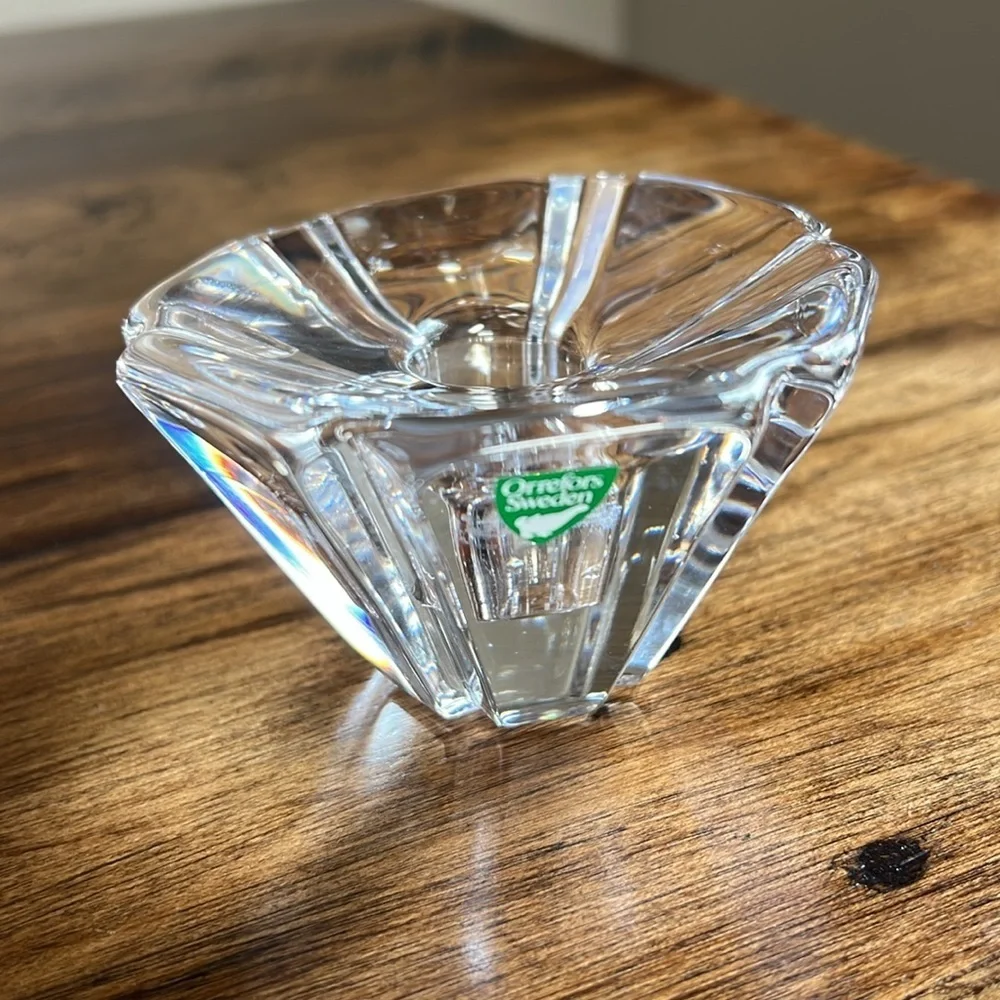 Orrefors Sweden Vintage New no Box Crystal Orion Single Taper Candle Holder MCM